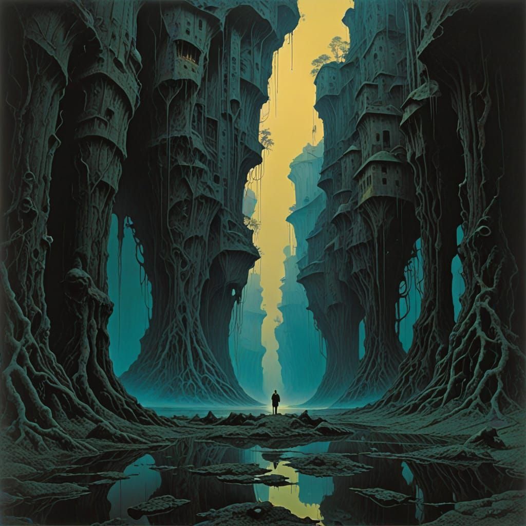 Surrealist Genesis Scene in Oil on Canvas Style