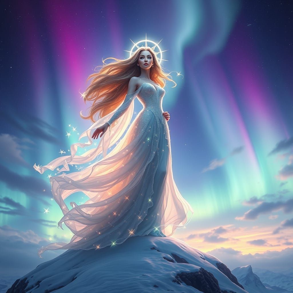 Ethereal Goddess of the Aurora in Triadic Colors