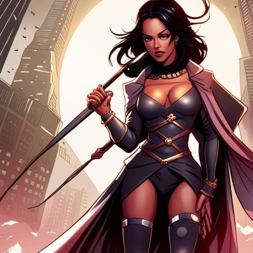 Detailed Female Wizard in Comic Book Style