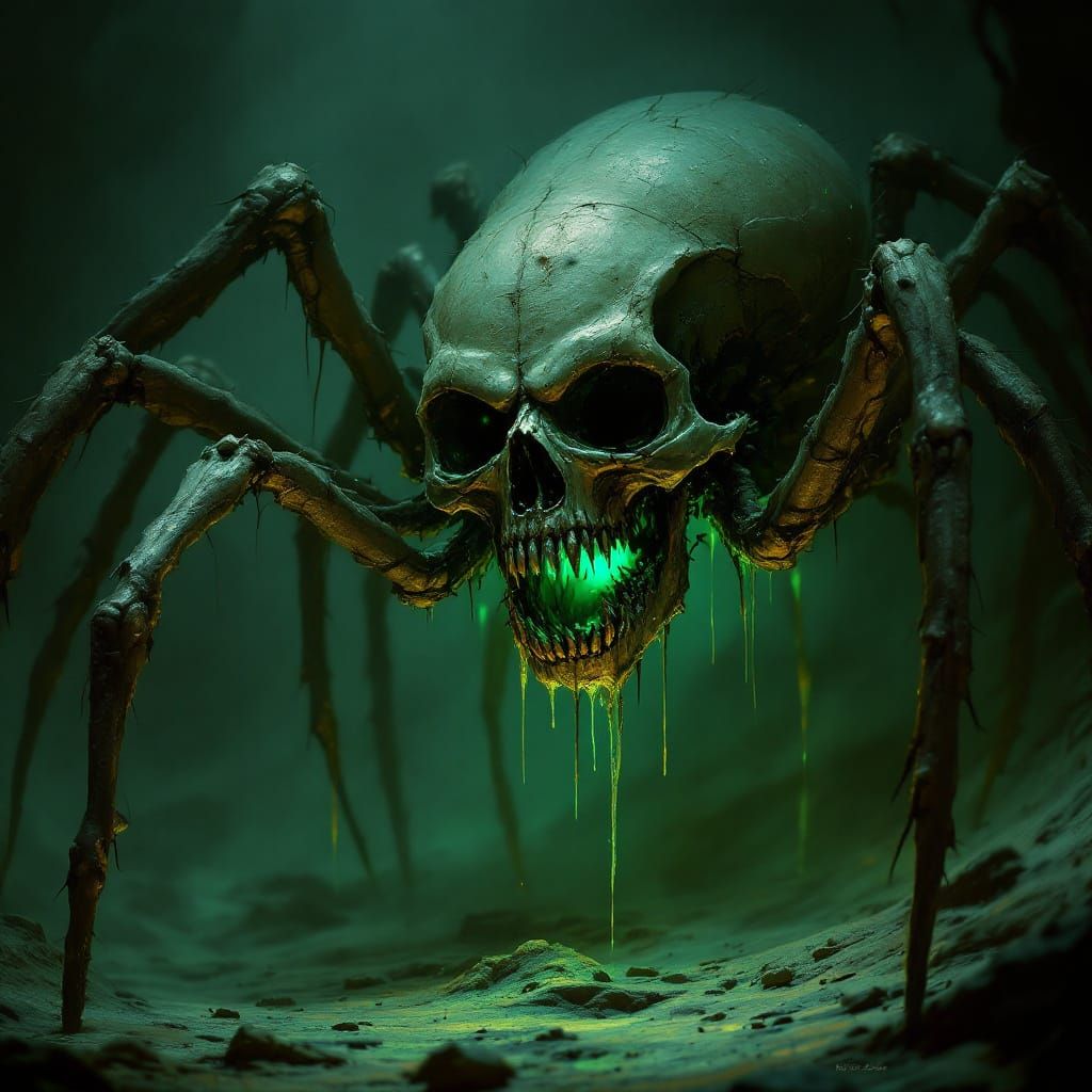 Giant Skull Spider with Fangs in Dark Fantasy Style