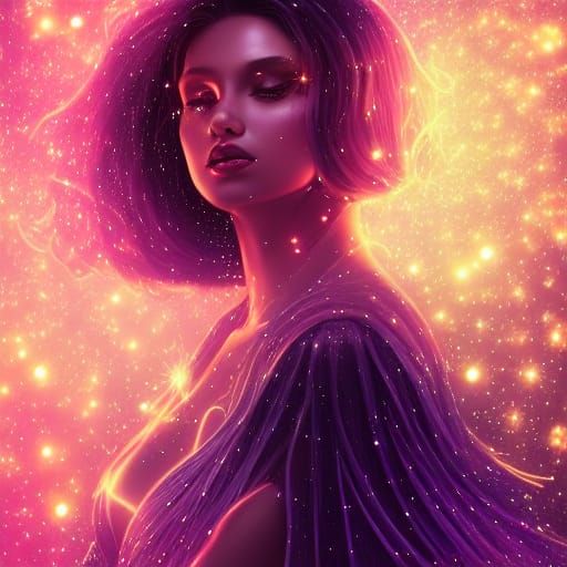 Luminous Dark Goddess Digital Illustration
