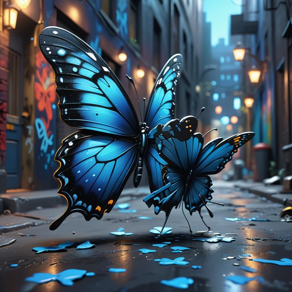 Butterfly Spray Painting Graffiti: Digital Matte Painting