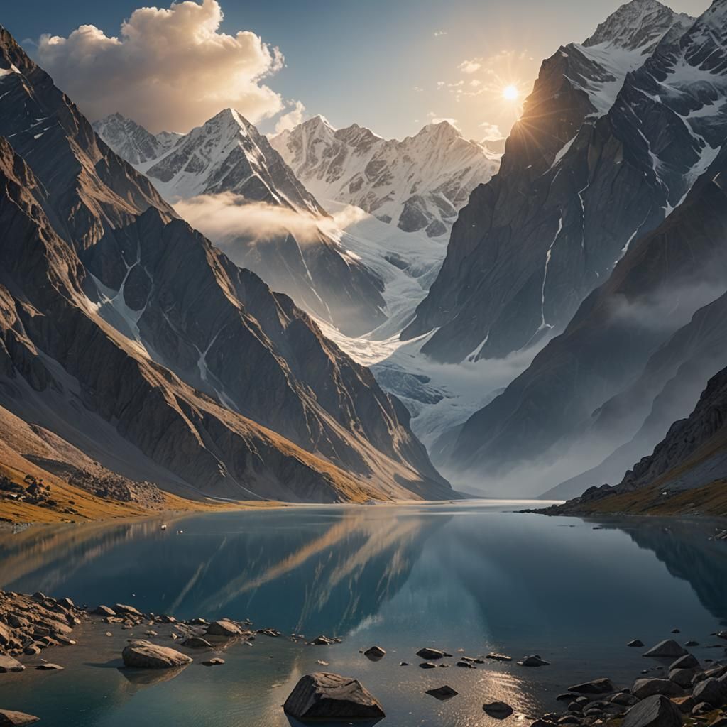 Serene Saif ul Malook Lake: Panoramic Matte Painting
