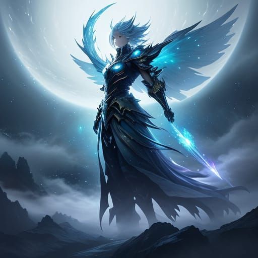 Giant Star Whale with Lanterns in Anime Battle Style