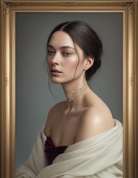 Elegant Scandinavian Lady in Red Gown Portrait