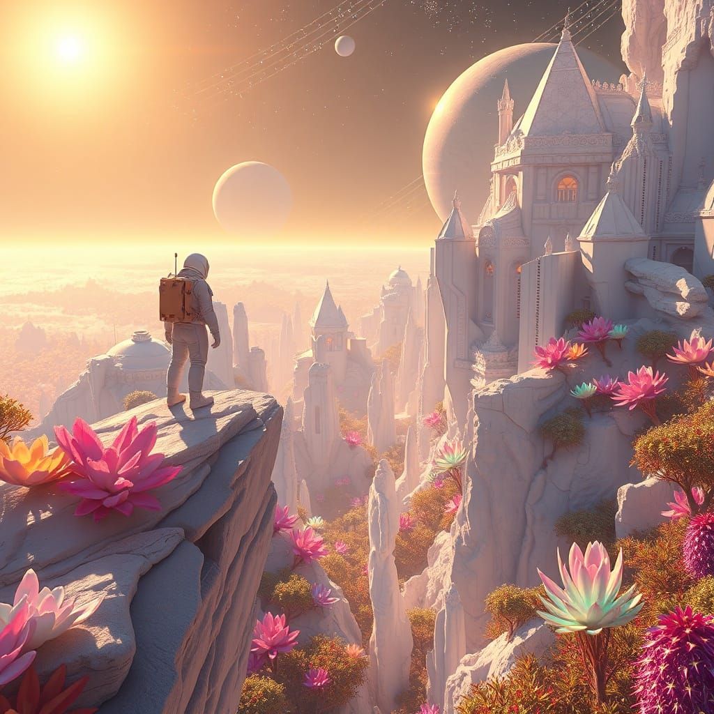 Futuristic Alien Colony with Gravity-Defying Architecture