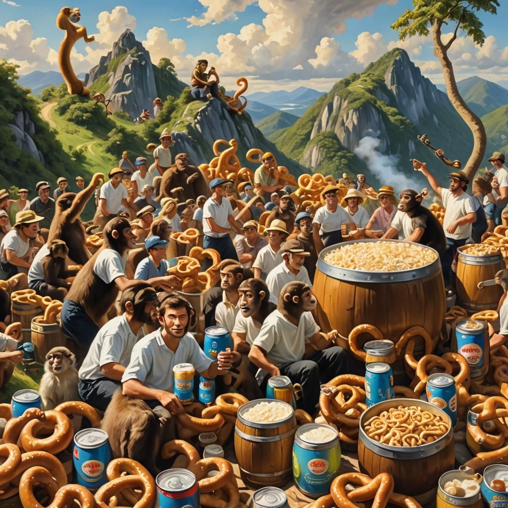 Oktoberfest Celebration: Impressionist Oil Painting of Peopl...