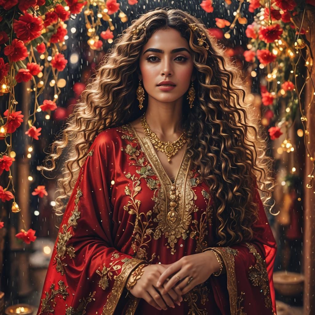 Gorgeous Moroccan Woman in Red Caftan