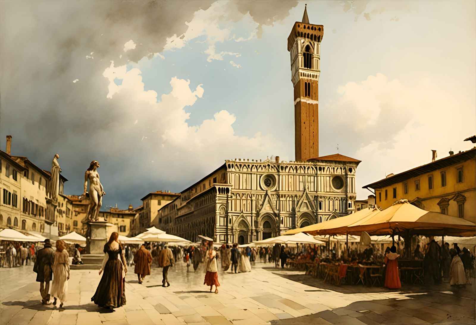 Piazza della Signoria in Renaissance Florence 1350