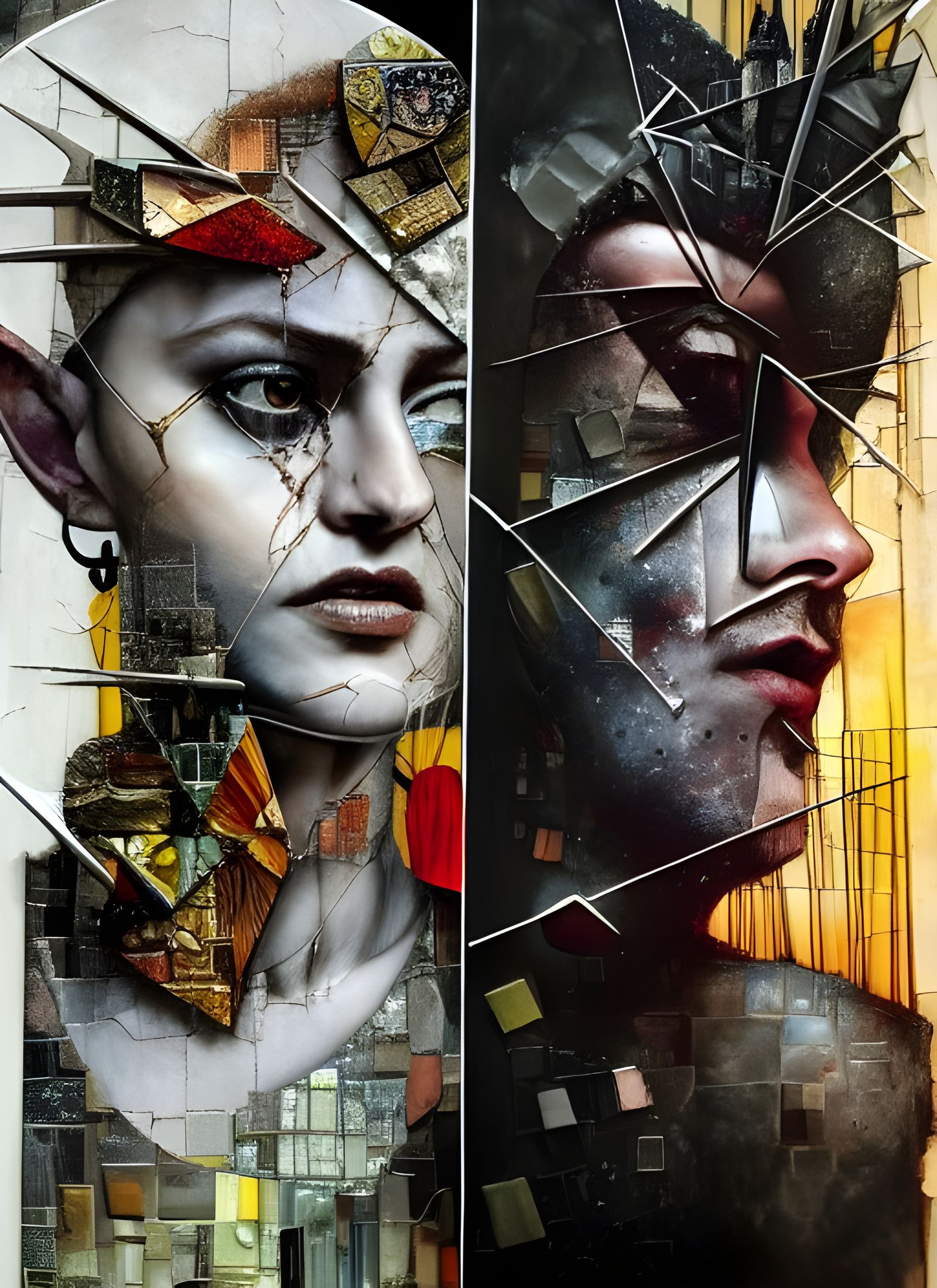 Sinister Sword in Stone, Mixed Media Collage