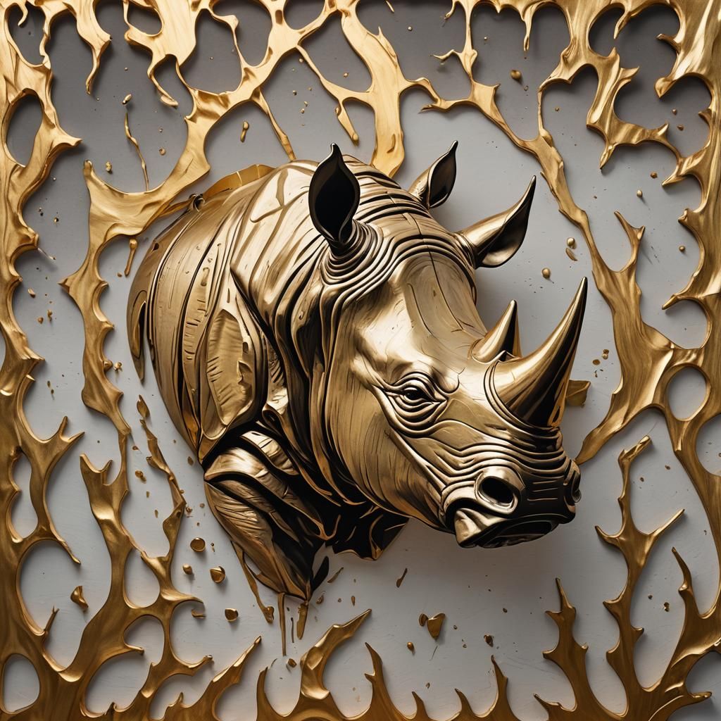Hyperrealistic Rhinoceros Invention in Splash Art Style