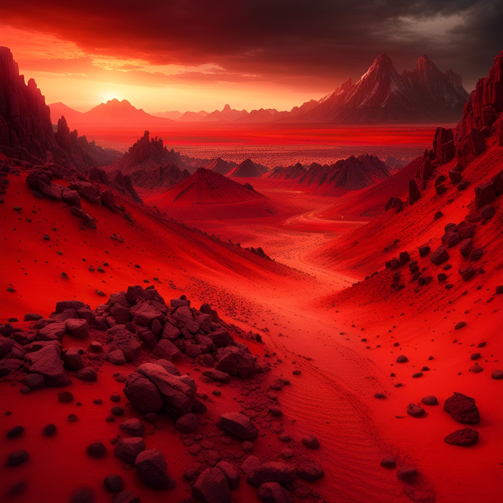 Infernal Desert Landscape with Medieval Town