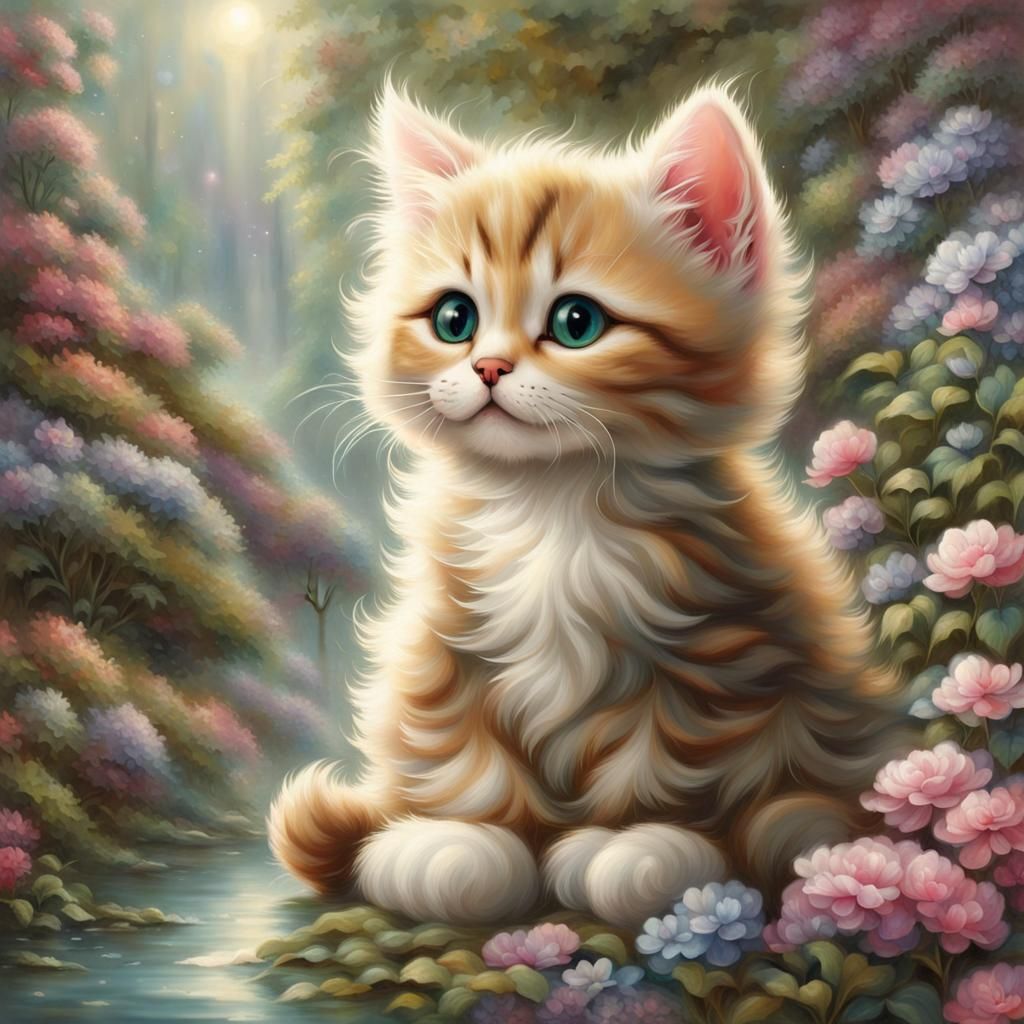 Ethereal Cat Portrait in Hyperdetailed Fantasy Style