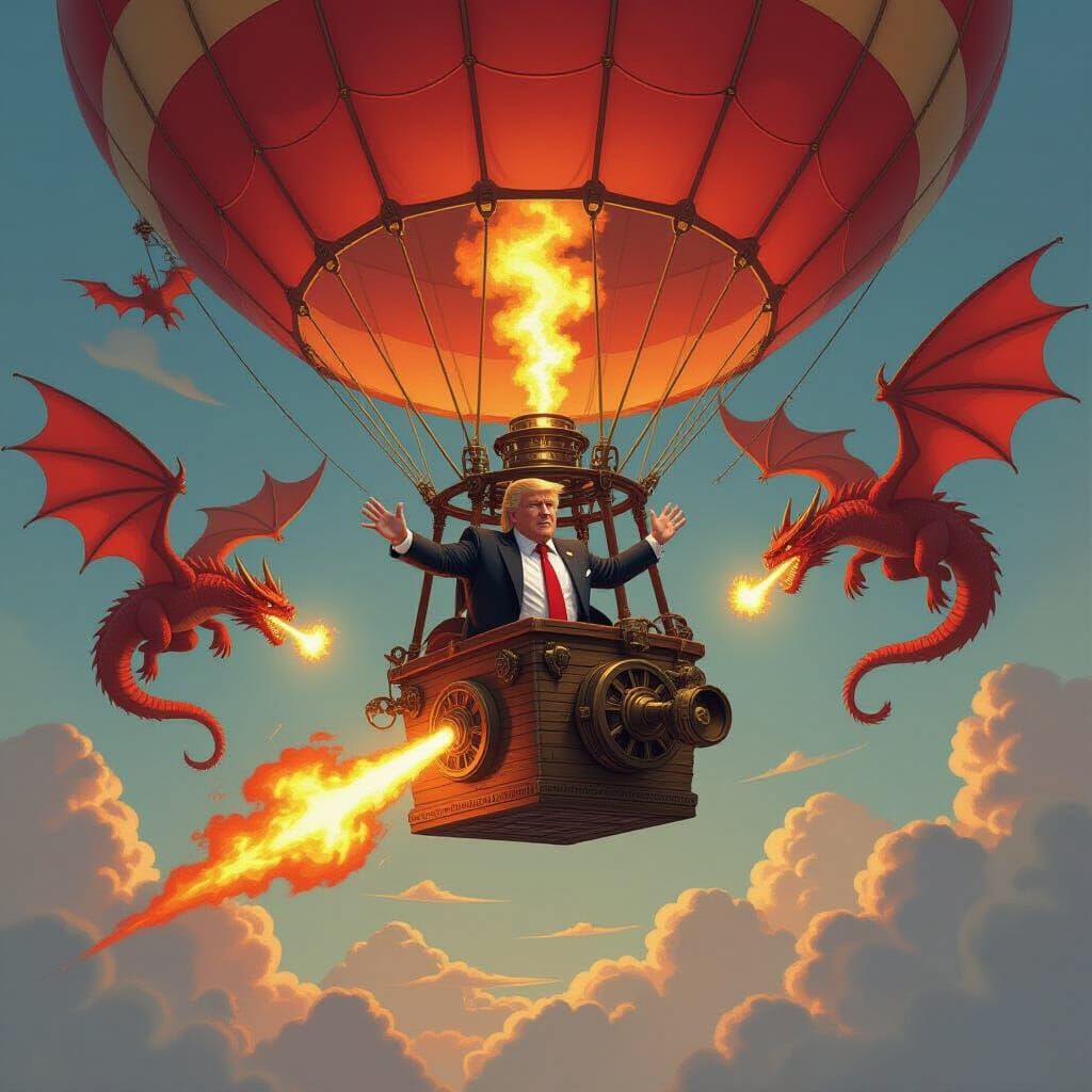 Donald Trump Hot Air Balloon Escapes Fire Breathing Dragons