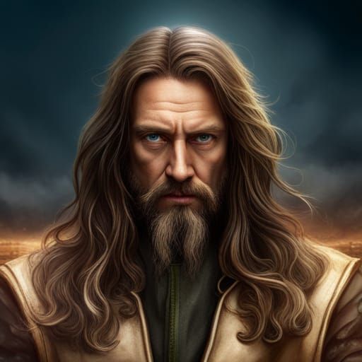 Dreamy Muscular Man with Wavy Hair in Leather