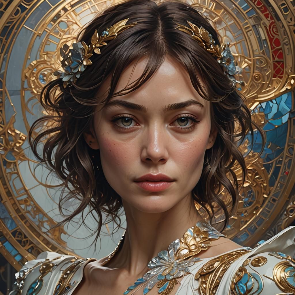 Striking Portrait of Bald Woman in Hyperdetailed Style