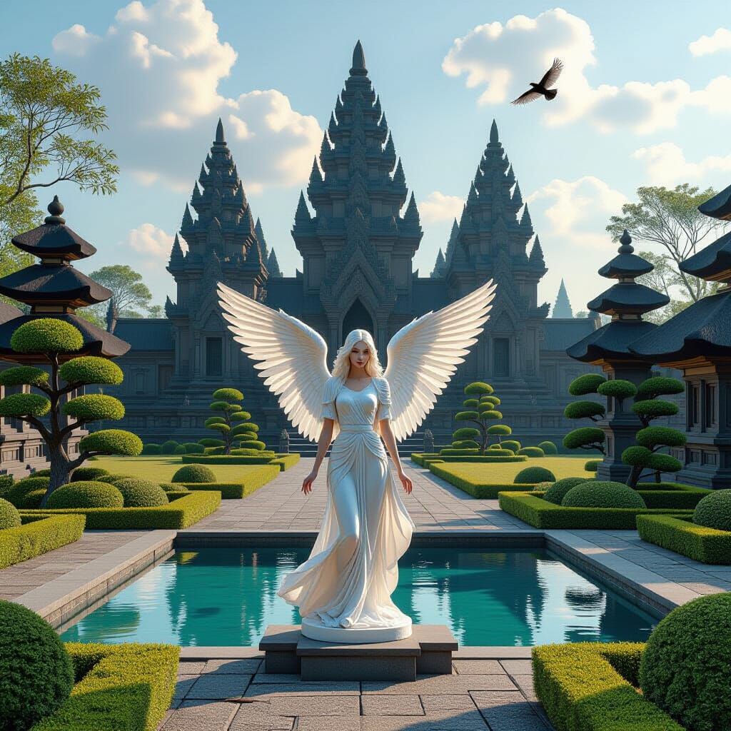 Beauty Angel in Prambanan Temple Zen Garden