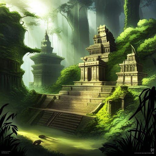 Mayan Temple in Jungle: Anime Key Visual