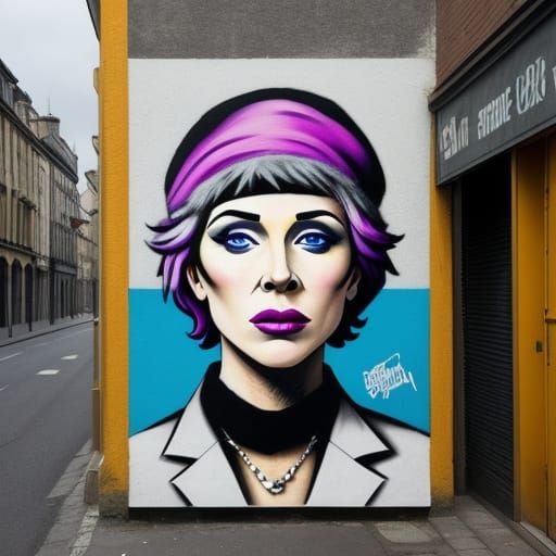 Wild bold fauvism street artist gone mad creating Banksy sty...