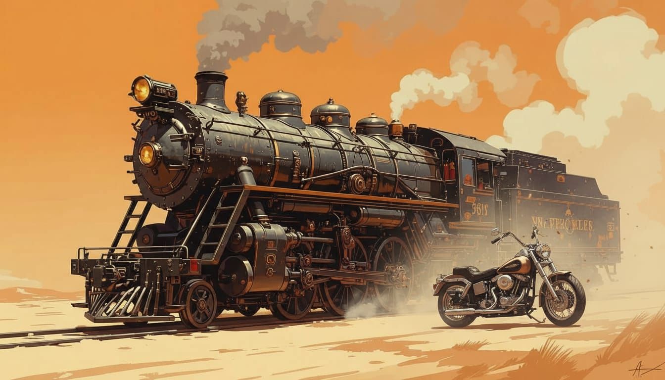 Steampunk Iron Horse: Harley Davidson in Sepia Tones