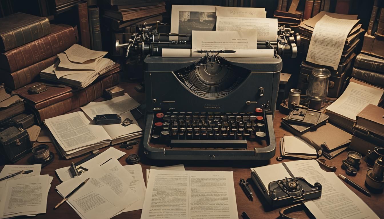Detailed Desk Scene with Typewriter