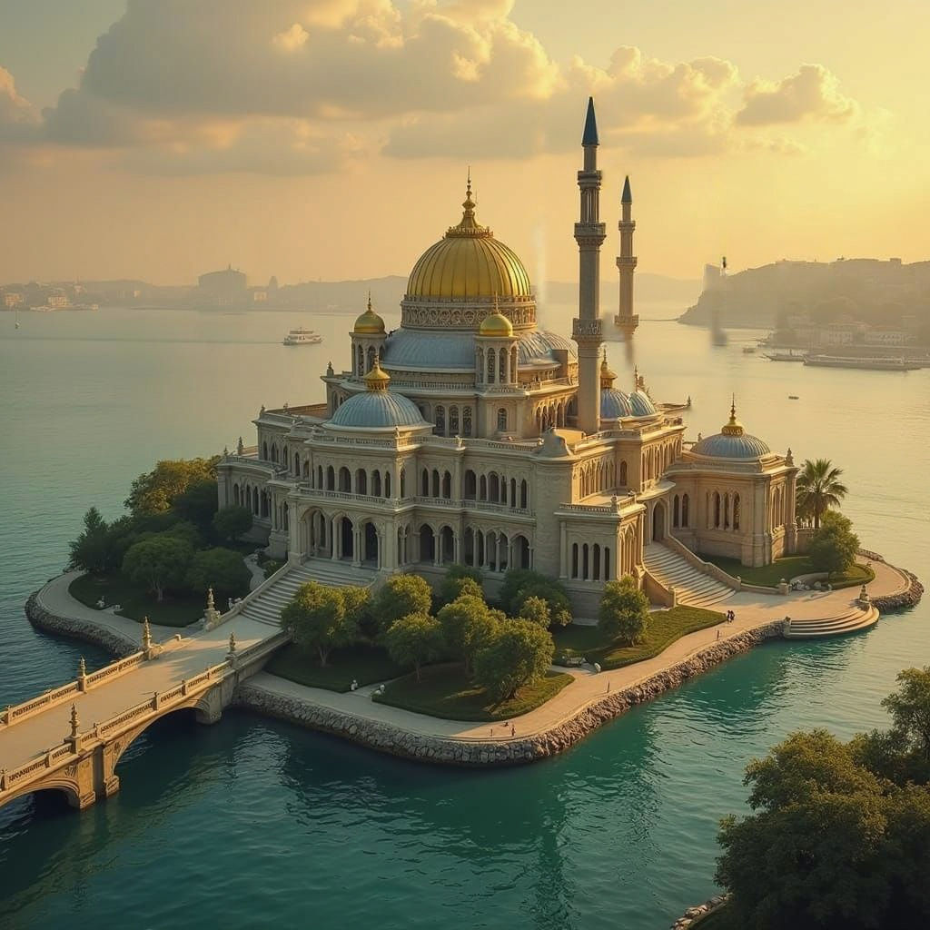 Byzantine Government Palace on Artificial Island in Bosphoru...