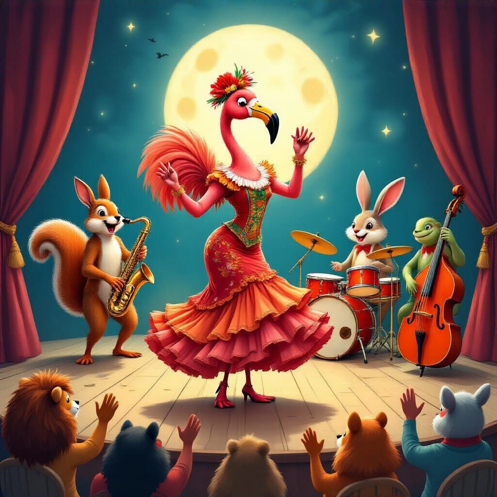 Flamenco Flamingo's Moonlit Concert