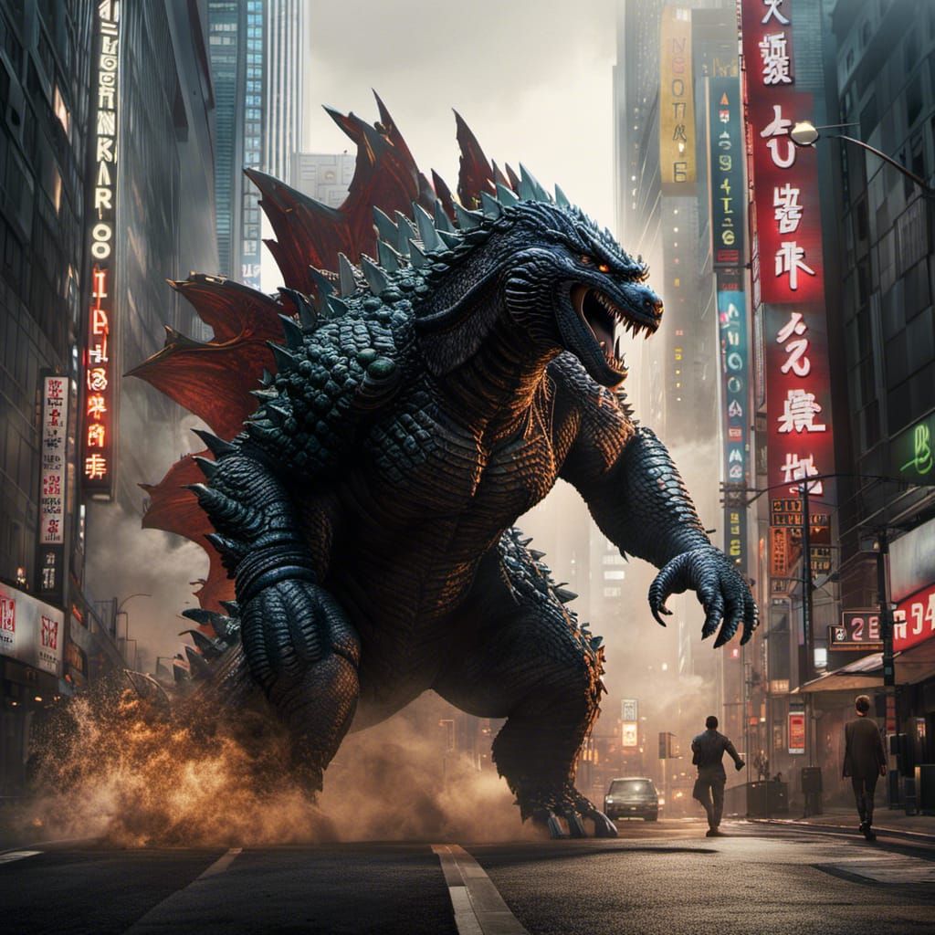 Godzilla's Rampage Through Tokyo: Hyperrealistic Destruction