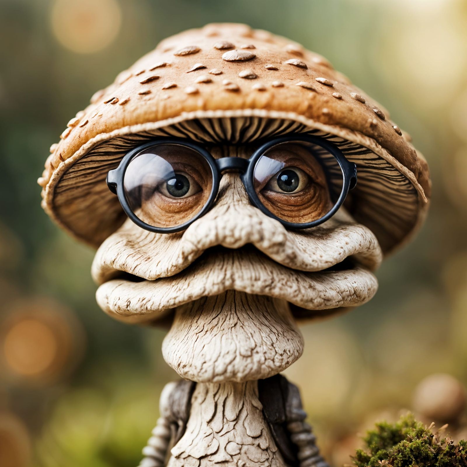 Anthropomorphic Mushroom Portrait in Tilt-Shift Style