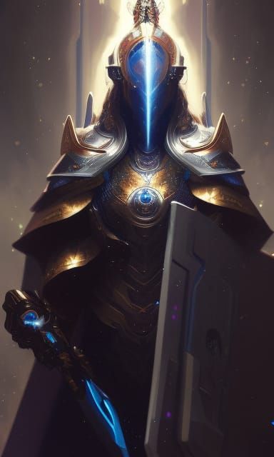 Cosmic Knight in Galactic Anime Style