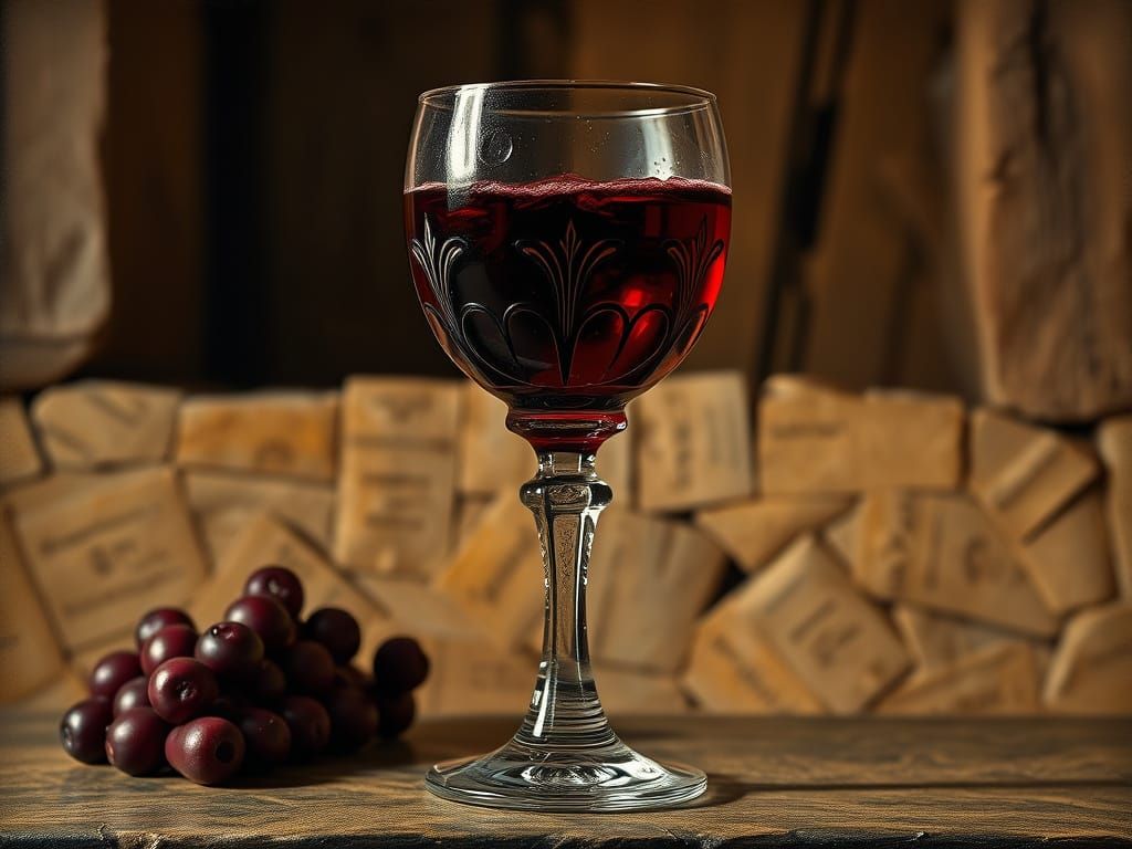 A Full Glass of Wine in Warm Light