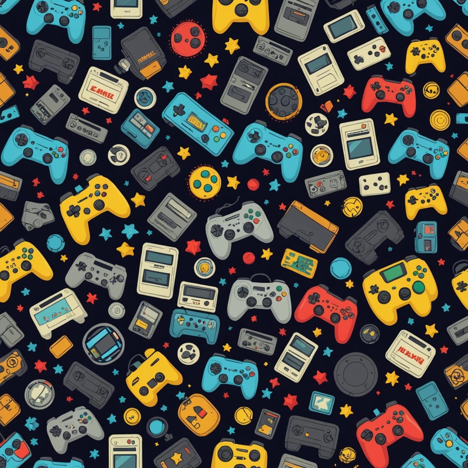 Vibrant Still Life of Video Game Items