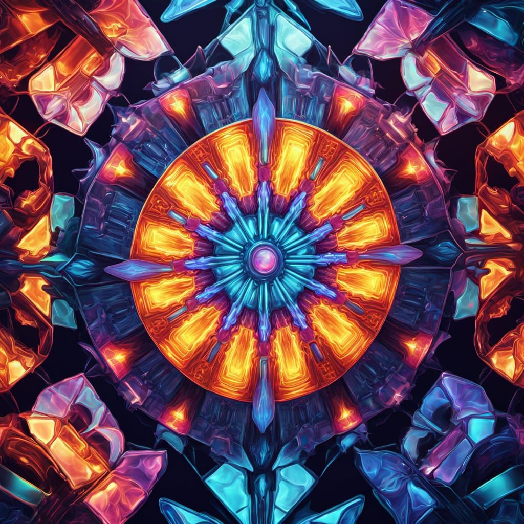 Kaleidoscopic Tiles in Vibrant Oil Painting Style