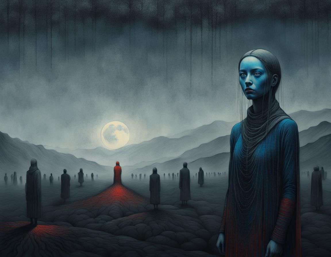 Ethereal Horror Portrait in Dark Surrealist Style