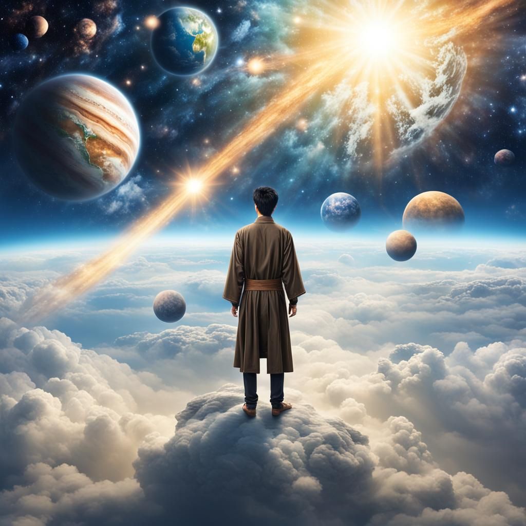 Asian Man at the Center of the Universe