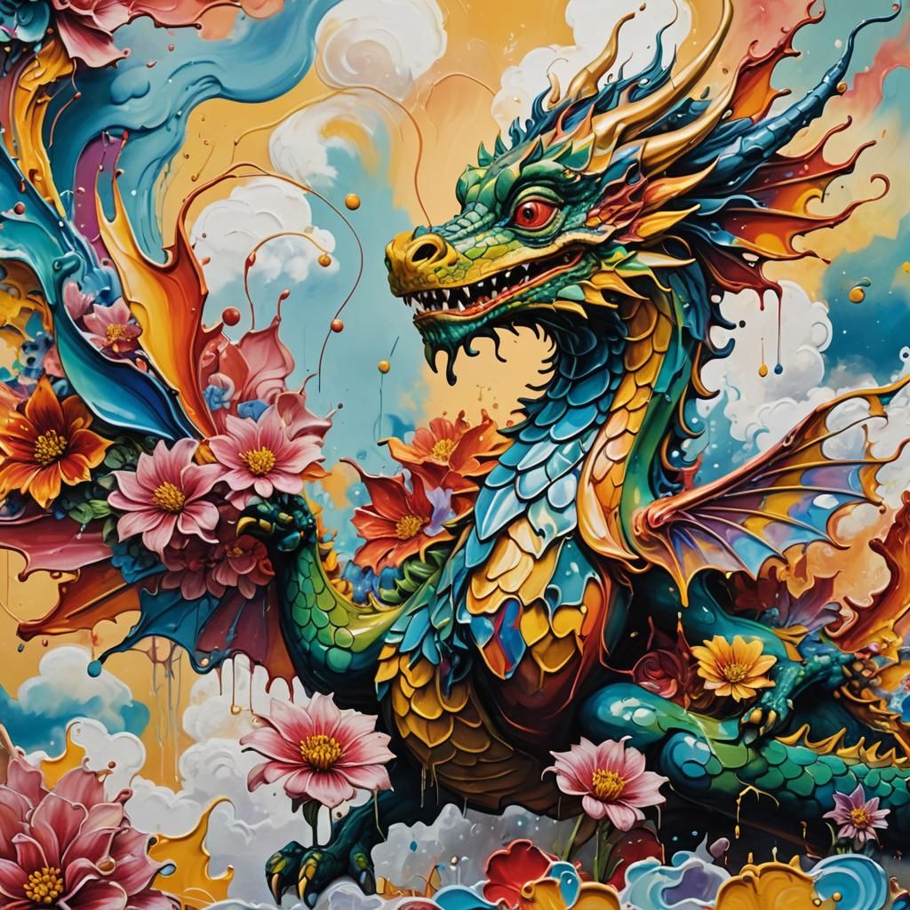 Dragon Street Art in a Surreal Style