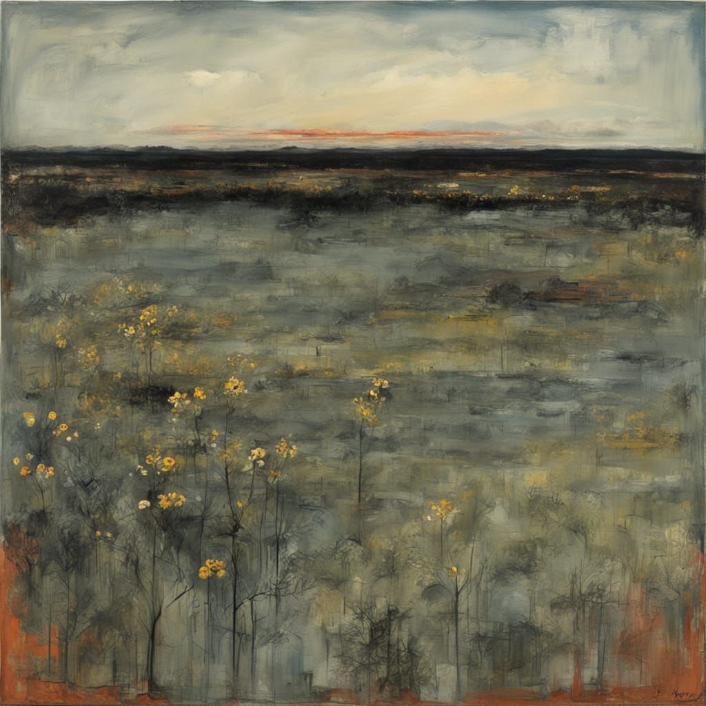 Abstract Landscape in Rothko and Kiefer Style