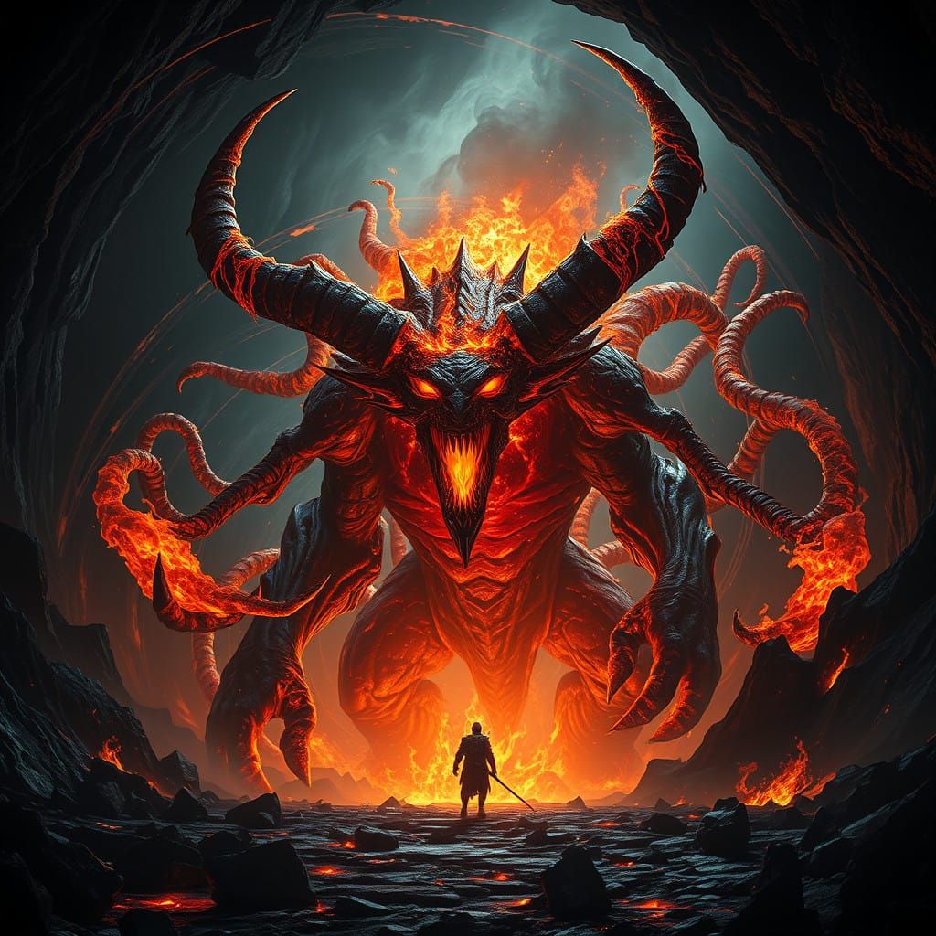 Gargantuan Hellish Demon Unleashes Infernal Fury