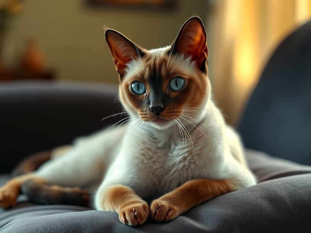 Regal Siamese Cat Portrait with Rembrandt Lighting