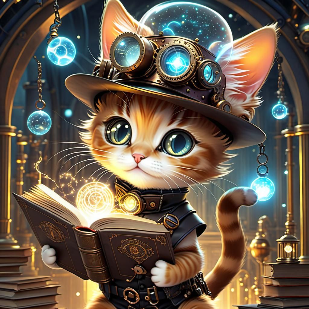 Steampunk chibi cat