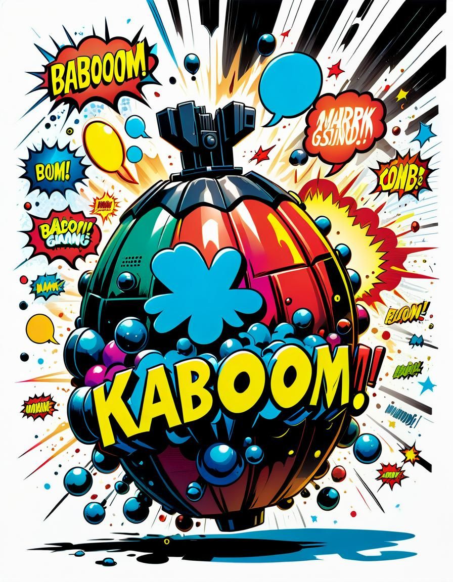 Exploding Grenade in Comic Book Style