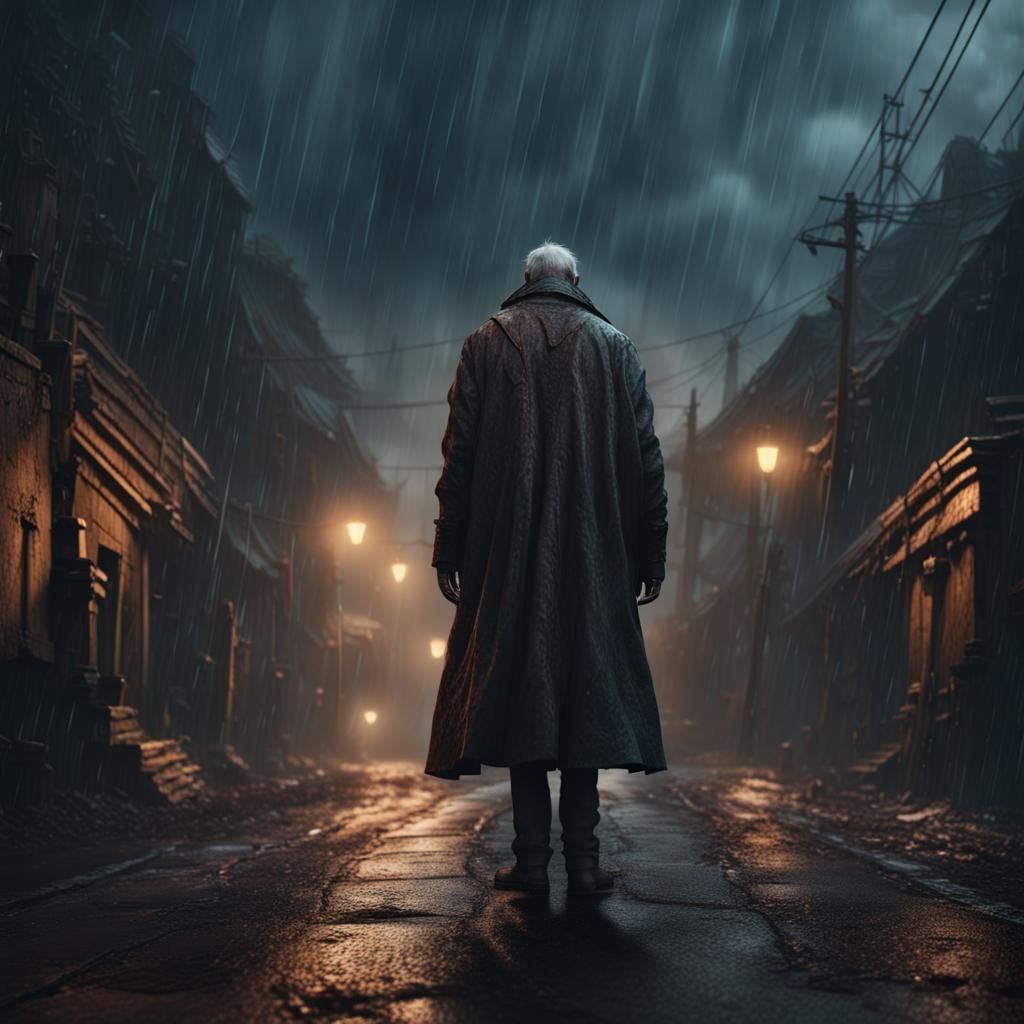 Old Man Hides Demons in Dark Fantasy Art