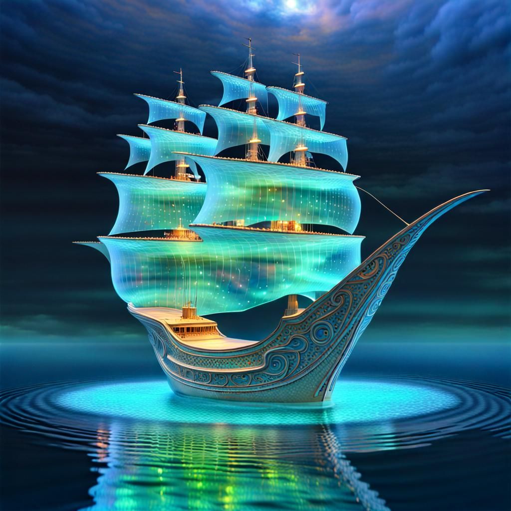 Holographic Art Of A Ship