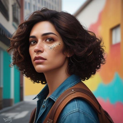 Latina Goddess Radiates with Vibrant Colors in a Dynamic, Hy...