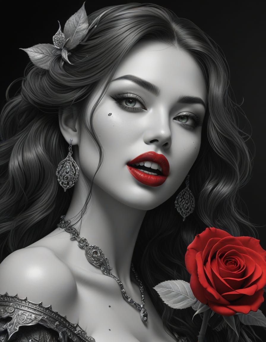 Ethereal Vampire Lady Under Full Moon