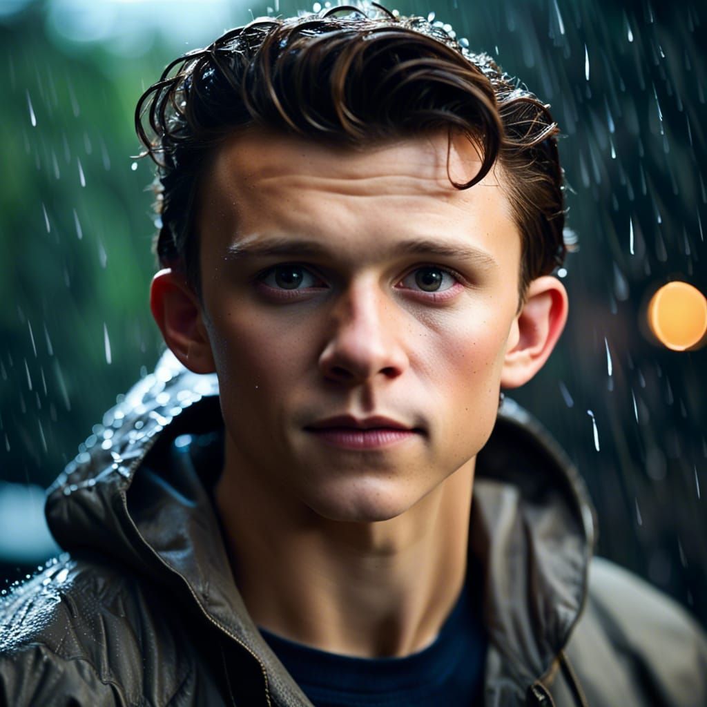 Realistic Portrait in Rain, Professional Photography