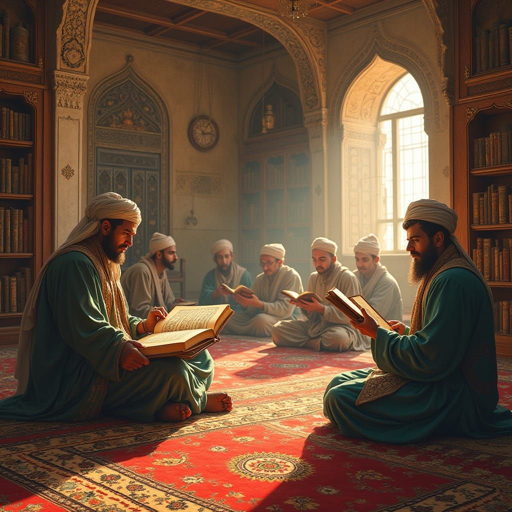 Ottoman Classroom Scene in Miniature Style