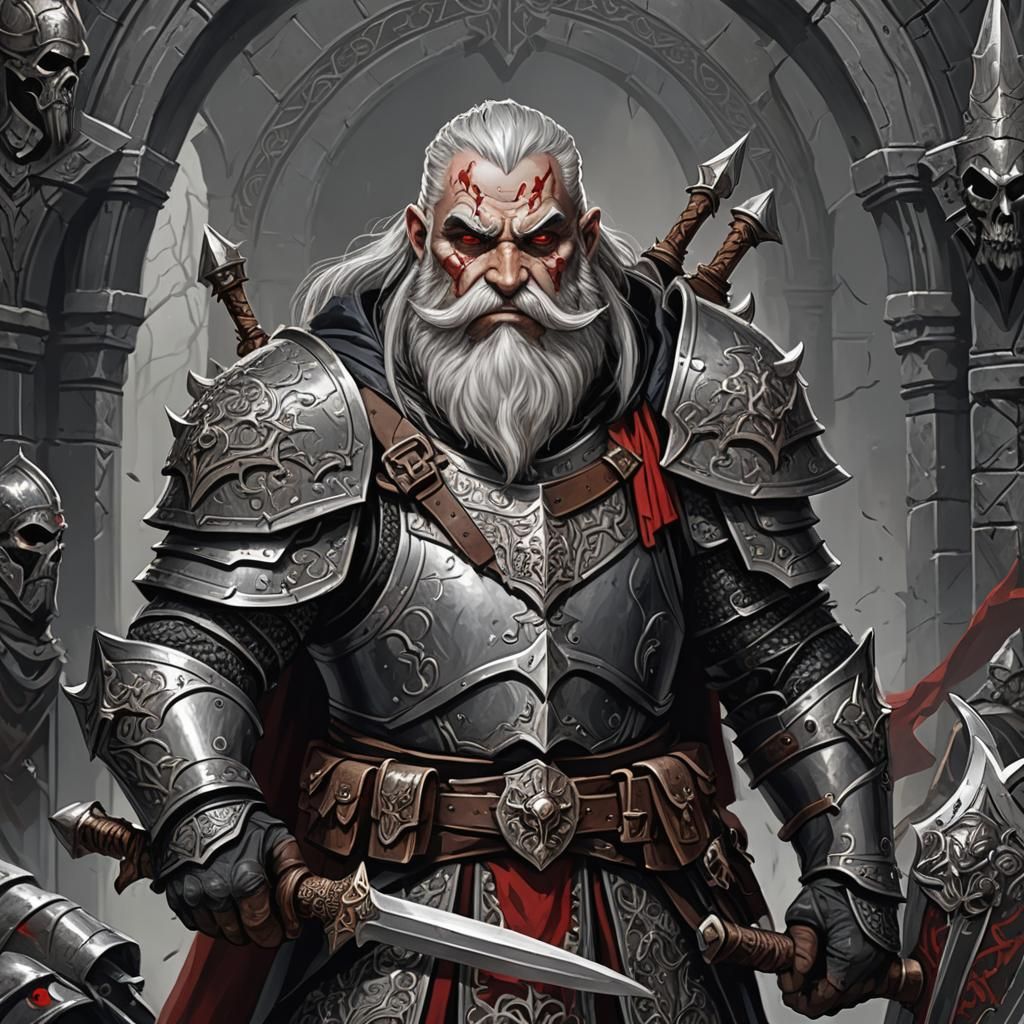 Duergar Iron Order Elite Soldier in Gothic DnD Style
