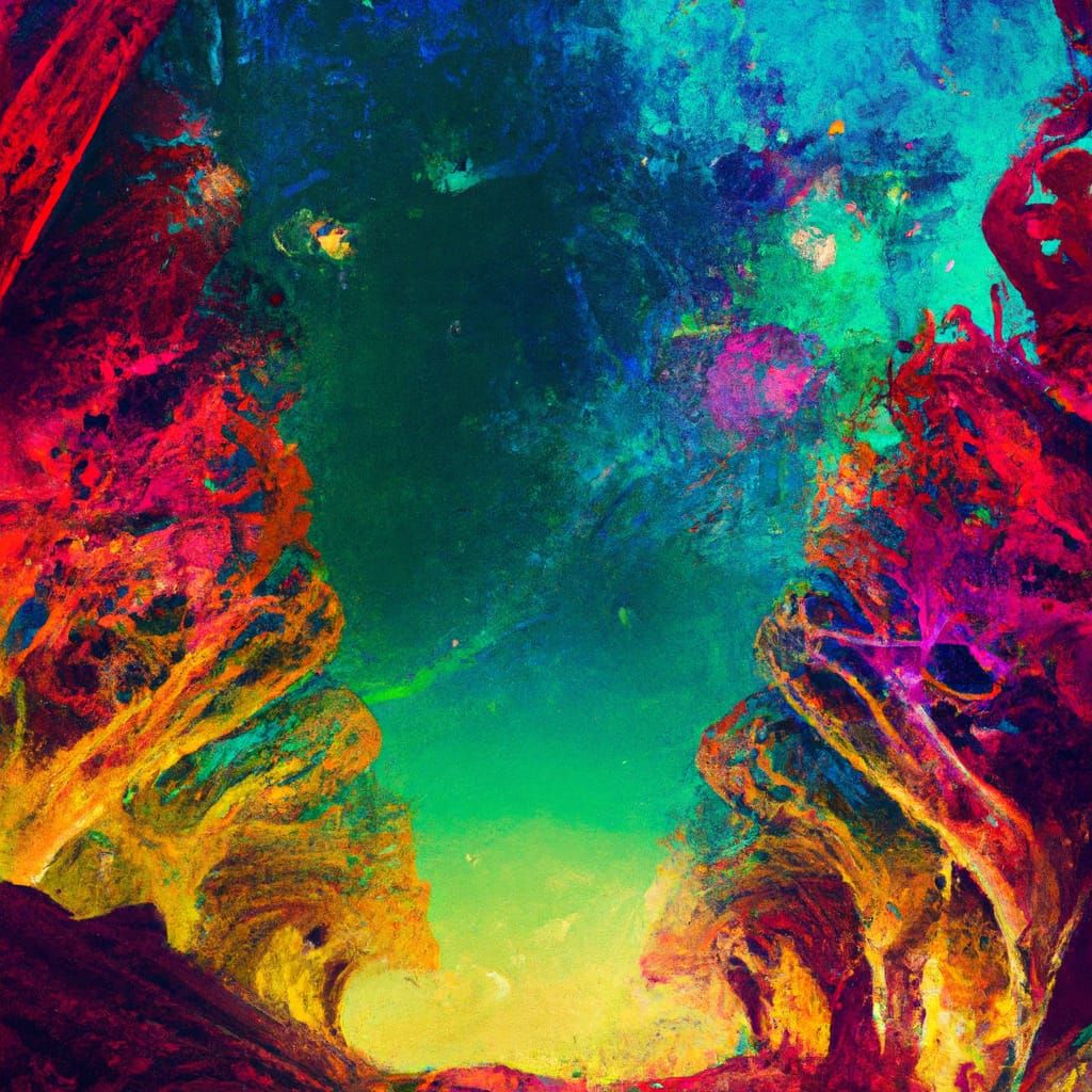 Cybernetic Wasteland with Giant Synthesizers and Nebulae Sky