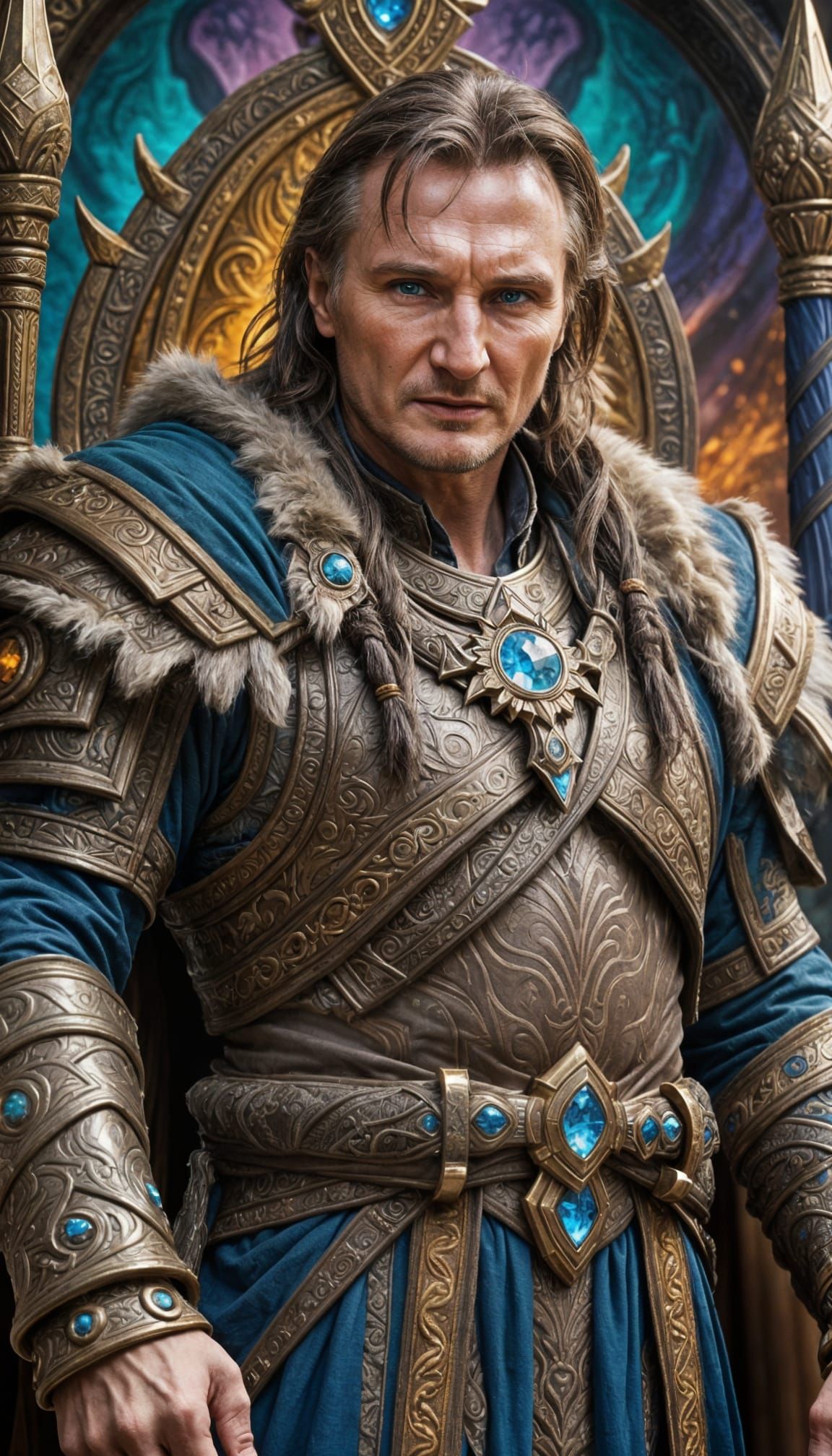 King Liam Neeson in Warcraft Style, Hyperrealistic